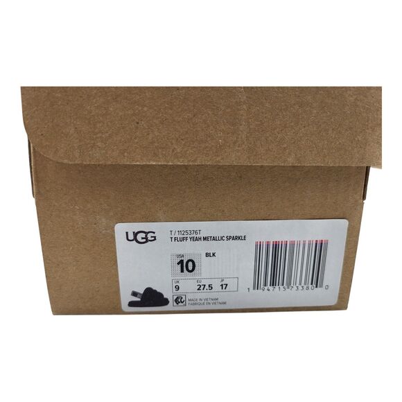 Ugg Fluff Yeah Metallic Sparkle Girls Black Slides 1125376T Size 10 NIB - Picture 13 of 13